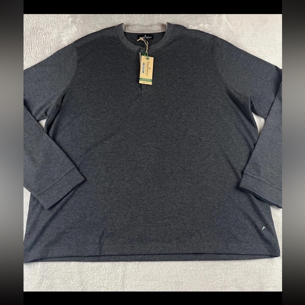 Tailor Vintage Mens Long Sleeve Henley Dark Indigo Thermal shirt size XXXL